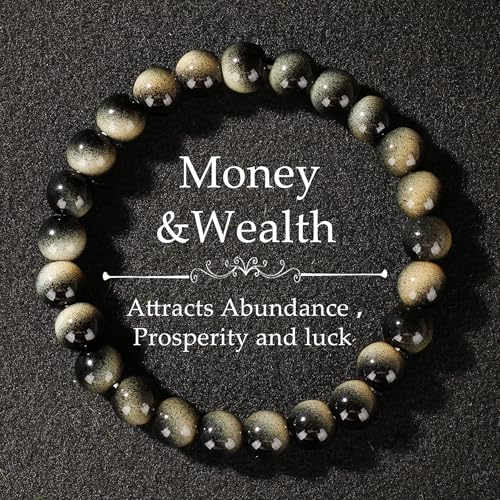 Handmade 8mm Beaded Bracelets For Men Protection Bracelet For Women Chakra Feng Shui Stretchy Handmade Lucky Money Stretchy Crystal Bracelets Best Gifts - color: Simulated Slivery Black Obsidian