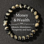 Handmade 8mm Beaded Bracelets For Men Protection Bracelet For Women Chakra Feng Shui Stretchy Handmade Lucky Money Stretchy Crystal Bracelets Best Gifts - color: Simulated Slivery Black Obsidian