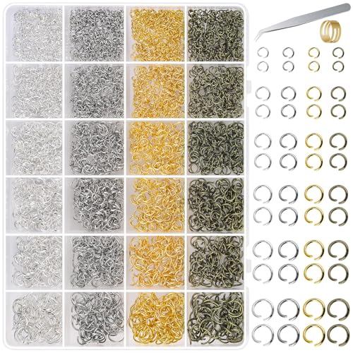 2840 Pieces Jump Rings for Jewelry Making, Shynek Open Jump Rings for Jewelry Making Supplies, Crafts and Keychains(4mm 5mm 6mm 7mm 8mm 10mm)