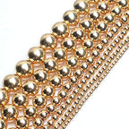 Song Xi 14K Gold Hematite Beads Round Loose Beads for Jewelry Making DIY Bracelets and Necklaces 6mm/60pcs - color: 14k gold, size: 6mm