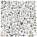 Youdiyla 200 Mixed Charms Collection, Antique Silver Tone, Charms Metal Pendant Craft Supplies Findings for Crafting Necklace Bracelet Jewelry Making HM332 - color: 200 Mix Charms
