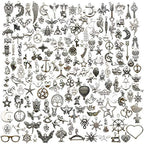 Youdiyla 200 Mixed Charms Collection, Antique Silver Tone, Charms Metal Pendant Craft Supplies Findings for Crafting Necklace Bracelet Jewelry Making HM332 - color: 200 Mix Charms