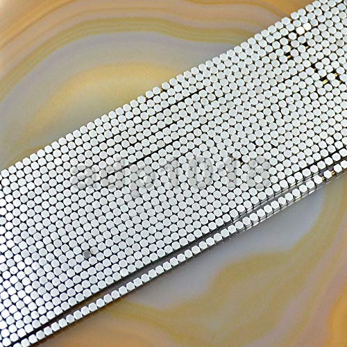 AD Beads Natural Hematite Gemstone Faceted Square Cube Loose Beads 16" 2x2mm 4x4mm (2x2mm, Metallic Silver) - color: Metallic Silver, size: 2x2mm