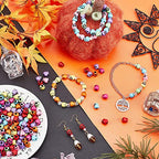 NBEADS 200pcs Halloween Skull Beads - Acrylic Skull Spacers in Mixed Colors - color: Mixed Color-Skull