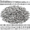 500 Pcs Bracelet Spacer Beads, Silver Bulk Random Styles Loose Spacer Metal Charm for Necklace, Earring Making DIY Jewelry Accessories - color: Silver3