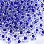 150Pcs Acrylic Flower Beads Candy Color Transparent Plastic Pastel Spacer Beads with Hole for DIY Crafts Wind Chimes Suncatcher Necklaces Bracelets Earrings Jewelry Making(Sapphire) - color: Sapphire
