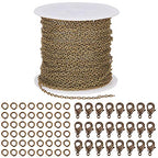 SUNNYCLUE DIY 33 Feet Antique Bronze Curb Cable Chain Link Necklace 1.5x2mm Links with 30 Brass Lobster Claw Clasps and 100 Brass Jump Rings Antique Bronze Jewelry Making Chain for Bracelet Necklace - color: Antique Bronze 2mm