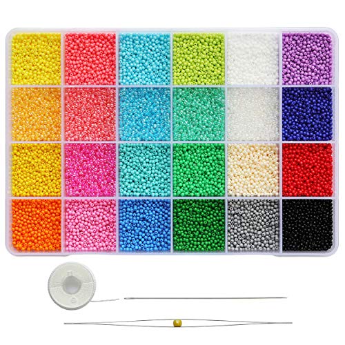 Bala&Fillic 2mm Round Size Almost Uniform 12/0 Glass Seed Beads About 20000pcs in Box Multicolor Seed Beads for Jewelry Making (About 850pcs/Color, 24 Colors) - color: 24 Colors Lot 1