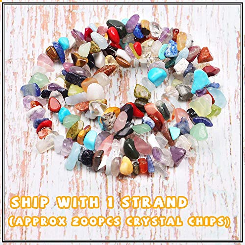 500 pcs Natural Chip Stone Beads, Multicolor 5-8 mm Irregular Gemstones Healing Crystal Loose Rocks Bead Hole Drilled for Jewelry Making Bracelet - color: Multicolor