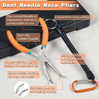 Small Bent Needle Nose Pliers for Jewelry Making 5.5 Inches Angled Needle Nose Pliers With Serrated Jaw Needle Remover Pliers With Lanyard Curved Handle Working In Tight Spaces - style: Bent Needle Nose Plier