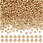 BENECREAT 600Pcs Real 24K Gold Plated Stainless Steel Spacer Beads, Round Spacers Beads, 1.5mm Hole Metal Smooth Bead for DIY Bracelet Necklace Jewelry Crafts Making - size: Hole: 1.5mm