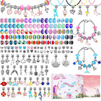180 Pcs Charm Bracelet Making Kit for Girls, Unicorn Mermaid Crafts Gifts Set Charm Bracelets Kit DIY Arts & Crafts Making Supplies with Beads, Pendant, Bracelets, Necklace Cords Gift for Teens Girls