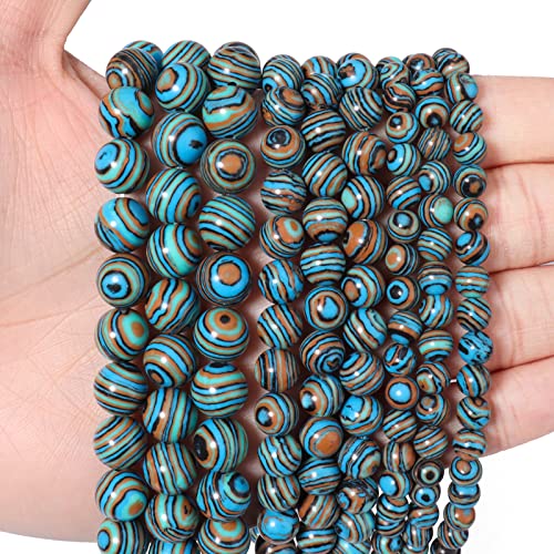 60pcs 6mm Natural Stone Beads Blue Malachite Beads Energy Crystal Healing Power Gemstone for Jewelry Making, DIY Bracelet Necklace - color: Blue Malachite, size: 6mm