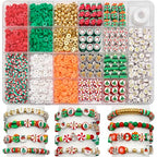 ZSFLZS 1401pcs Christmas Polymer Clay Beads Bracelet Making Kit, Gold Beads Clay Bead Charms for Jewelry Making DIY Bracelet, Necklace, Earring, Christmas Charms Arts Crafts DIY Gift - color: 2 Christmas model