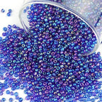 Size 3 mm 8/0 Glass Seed Beads, 5100 Pcs Small Mini Spacer Loose Pony Beads for Jewelry Making and DIY Crafts (AB Blue Purple) - color: AB Blue Purple, size: Medium