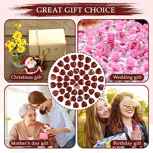 Gerrii 50 Pcs Heart Healing Stone Bulk Quartz Heart Inspirational Stones Gift for Women Love Pocket Polished Natural Energy Balancing Meditation 0.8 Inch(Red) - color: Red