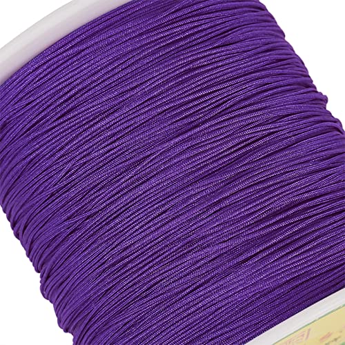 Pandahall 150 Yards Nylon Beading Cord 0.5mm Braided Nylon Thread String Chinese Knotting Cord with Plastic Spool for DIY Craft Jewelry Making (DarkViolet)