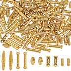 SUNNYCLUE 1 B0X 150Pcs 5 Styles Gold Tube Bead Tibetan Spacer Beads Alloy Metal Hollow Column Barrel Drum Long Hole Spacers Loose Beads for Jewelry Craft Making Necklace Bracelet Earrings Beginners