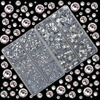 10000Pcs 2-Boxes Mixed Size Hot Fix Round Crystals Gems Glass Stones Hotfix Flat Back Rhinestones with Tweezers and Picking Pencil (Clear Crystal) - color: Clear Crystal, size: 2-Box (10000pcs)