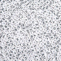1000pcs Square White Letter Beads Acrylic 6x6mm Cube Beads for Bracelets Necklaces and Jewelry Making Alphabet Bead - color: White-Black
