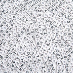 1000pcs Square White Letter Beads Acrylic 6x6mm Cube Beads for Bracelets Necklaces and Jewelry Making Alphabet Bead - color: White-Black