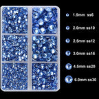 4000Pcs Mixed Size Hot Fix Round Crystals Gems Glass Stones Hotfix Flat Back Rhinestones (Light Blue) - color: Light Blue, size: 4000 Count (Pack of 1)