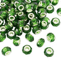 100pcs Green Glass Beads 14mm Large Hole European Beads Christmas Green Lampwork Loose Spacer Bead for Bracelet DIY Craft Necklace Earring Making Hole: 5mm - color: Dark Green