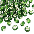 100pcs Green Glass Beads 14mm Large Hole European Beads Christmas Green Lampwork Loose Spacer Bead for Bracelet DIY Craft Necklace Earring Making Hole: 5mm - color: Dark Green