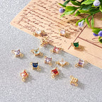 20pcs Cubic Zirconia Links Connectors 10 Color Rhombus Crystal Double Loop Charms Retro Golden Dainty Pendant for DIY Jewelry Bracelets Necklaces Keychain Making