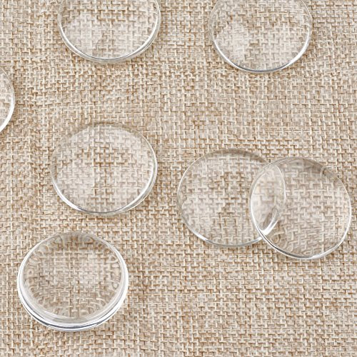 Craftdady 100Pcs Transparent Glass Cabochons 29.5-30mm Clear Glass Flat Back Dome Tile Half Round Covers for Photo Pendant Jewelry Making - color: Transparent Clear, size: 30mm Round