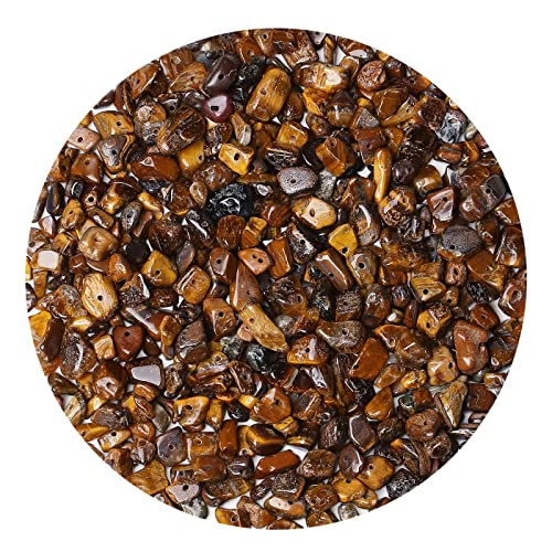 LAIDANLA Tiger Eye 400pcs Natural Chip Stone Beads 5-8mm Healing Crystal Irregular Gemstones Drilled DIY Loose Rocks Bead Crystal for Bracelet Earrings Necklace Jewelry Making Crafting - color: H-Tiger Eye
