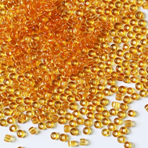 Bulk 4mm Brown Seed Beads for Jewelry Making 110 Grams About 1600pcs,6/0 Glass Craft Beads for Making Earrings, Bracelets, Pendants, Waist Jewelry, DIY Handmade Seed Beads (Transparent Brown, 4mm) - color: Transparent Brown, size: 4mm