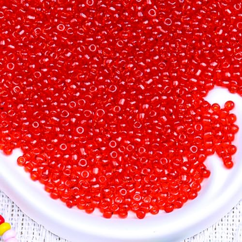2000pcs Glass Seed Beads Bulk, 4mm 6/0 Mini Pony Spacer Small Individual Color Seed Beads for DIY Bracelet Necklaces Wrist Jewelry Making, Translucent Crimson - color: Translucent Crimson