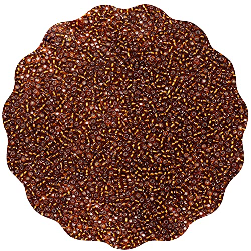 10100 Pcs Size 11/0 Glass Seed Beads, 2 mm Metallic Amber Small Mini Spacer Loose Pony Beads for Jewelry Making and DIY Crafts - color: Metallic Amber, size: Small