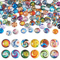 100Pcs/Set Flat Round Transparent Glass Cabochons with Pattern Eye Flatback Glass Dome Flatback Cab Beads for Photo Cameo Jewelry Making Necklace Ring DIY Crafts 12x4mm Random Mixed - color: 100Pcs-12x4mm-Random