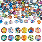 100Pcs/Set Flat Round Transparent Glass Cabochons with Pattern Eye Flatback Glass Dome Flatback Cab Beads for Photo Cameo Jewelry Making Necklace Ring DIY Crafts 12x4mm Random Mixed - color: 100Pcs-12x4mm-Random