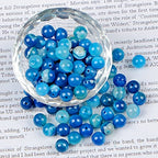 AD Beads 8mm Natural Round Loose Beads 110 Pieces, for Making 108 Mala Prayer Beads Necklace, Bracelet & Yoga Meditation, Jewelry Design (Blue Agate) - color: Blue Agate