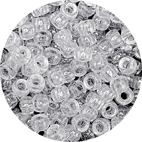 Iooleem Pony Beads(1000pcs Transparent Glitter Pony Beads), Beads for Jewelry Making, Crafts, Beading Supplies, Arts & Crafts Materials for Jewelry Making. - color: Transparent Glitter, size: Medium Pack