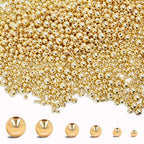 50pcs 14K Gold Beads,Seamless Gold Round Beads,Brass Loose Beads,Spacer Beads That Do Not Fade Easily,Gold Beads for Bracelet Necklace Making (8MM) - size: 8MM