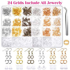 Anezus 1900 Pcs Earring Making Kit with Jewelry Hooks, Fish Hook Earrings, Backs, Jump Rings for Repair, Gifts