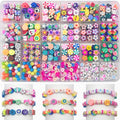 650pcs Polymer Clay Beads Bracelet Making Kit, Gold Beads Clay Bead Charms for Jewelry Making DIY Bracelet, Necklace, Earring Making, Cute Fun Bead Charms Arts Crafts DIY Gifts - color: Color cartoon