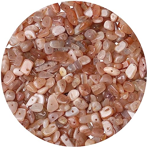 LAIDANLA Sunstone 400pcs Natural Chip Stone Beads 5-8mm Healing Crystal Irregular Gemstones Drilled DIY Loose Rocks Bead Crystal for Bracelet Earrings Necklace Jewelry Making Crafting - color: T-Sunstone