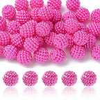 40pcs Round Acrylic Berry Beads, 12mm Large Chunky Bubblegum Beads Loose Spacer Ball Bead for Jewelry Making Earrings Necklaces Bracelets DIY Beading Crafts, Fuchsia - color: Fuchsia