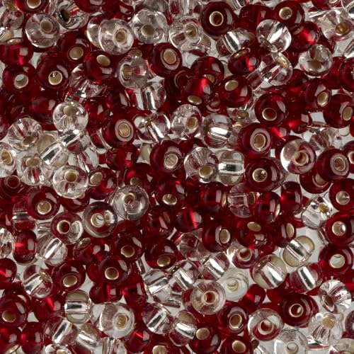 John Bead Czech Glass Seed Beads 6/0 (100g) Rubies & Diamond Mix Beads for DIY Art Crafts Jewelry Bracelets Necklaces Earrings Making - color: Rubies & Diamond Mix