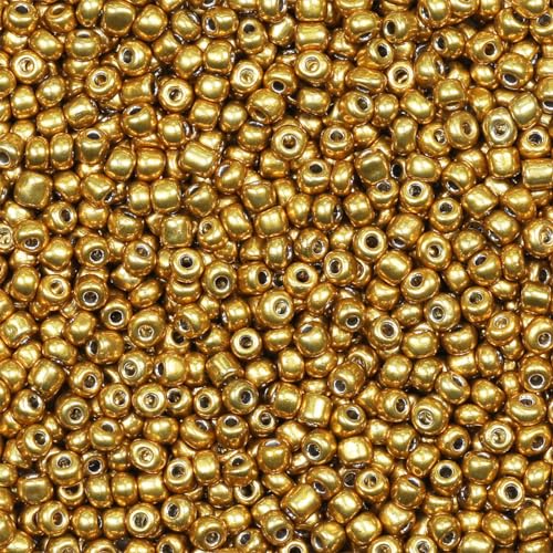4mm Golden Seed Beads for Jewelry Making 200 Grams About 3380 pcs,6/0 Glass Craft Beads for Making Earrings, Bracelets, Pendants, Waist Jewelry, DIY Handmade Seed Beads (Golden) - color: Golden, size: 4mm