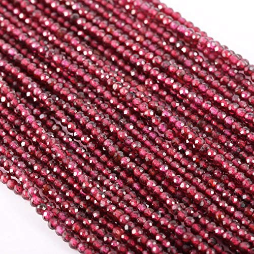 Natural Stone Beads Garnet Gemstone Faceted Loose Beads for DIY Jewelry Making Necklace Bracelrt 2 Strands/Pack Length 15" Size 4.5mm - size: 4.5mm