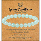 MAIBAOTA Healing Crystal Bracelet for Women Men, 8/4 mm Natural Stone Beaded Bracelets, Jewelry Birthday Gifts, Round Gemstones Stretch Bracelets - color: Green-Aventurine, size: 8 mm
