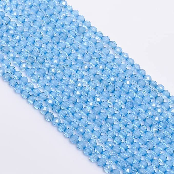 Natural AAA Sky Blue Topaz Gemstone Round Shape Faceted Beads Jewelry Making1 Strand (3.5mm 13 Inch) - size: 3.5mm 13 Inch