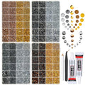 qiipii 8 Color 2-6mm Golden Silver Copper Resin Rhinestones w B7000 Jewelry Glue for Bedazzling Crafting Flatback Stones Gems Diamonds for Nails Face Eyes Makeup Tumblers Bottles DIY Crafts Clothes - color: Golden / Silver / Copper Metallic Series Rhinest
