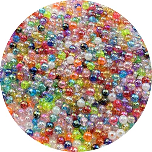 1000pcs 6mm Acrylic Round Beads AB Colors Acrylic Beads Round Spacer Beads with Hole for DIY Bracelet Necklace Jewelry Making Supplies Handmade Craft(Mixed Colors) - color: Mixed Colors, size: 6mm